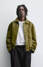 ZARA ORIGINAL LEATHER EFFECT JACKET- PISTACHIO 2026 - Image 4