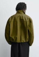 ZARA ORIGINAL LEATHER EFFECT JACKET- PISTACHIO 2026 - Image 2