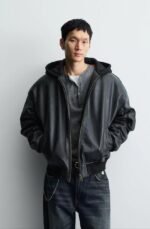 FAUX LEATHER JACKET WITH CONTRAST HOOD - Image 8
