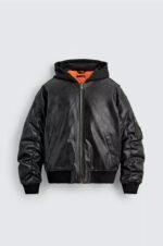 FAUX LEATHER JACKET WITH CONTRAST HOOD - Image 7