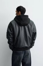 FAUX LEATHER JACKET WITH CONTRAST HOOD - Image 6