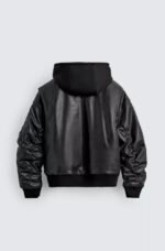 FAUX LEATHER JACKET WITH CONTRAST HOOD - Image 5
