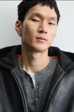 FAUX LEATHER JACKET WITH CONTRAST HOOD - Image 3