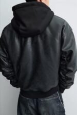 FAUX LEATHER JACKET WITH CONTRAST HOOD - Image 2